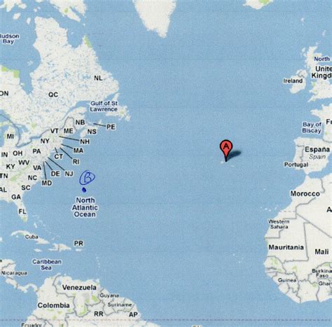 World Map Showing The Azores