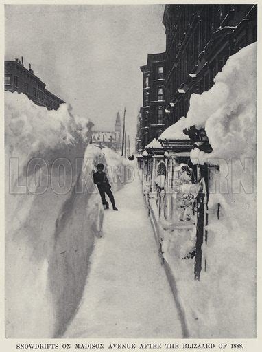 Snowdrifts on Madison Avenue after the Blizzard of 1888 stock image ...