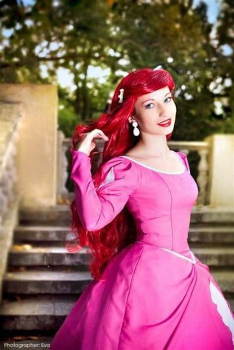 Ariel Cosplay Mermaid Costume Pink Dress Princess Cosplay Princesses ...