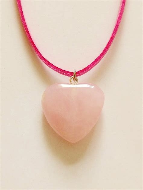 Genuine Rose Quartz Heart Pendant Summer Beach Necklace