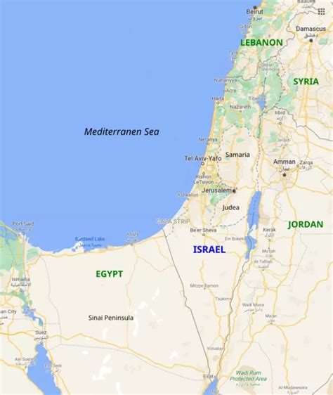 Map of Israel and Middle East Neighbor countries