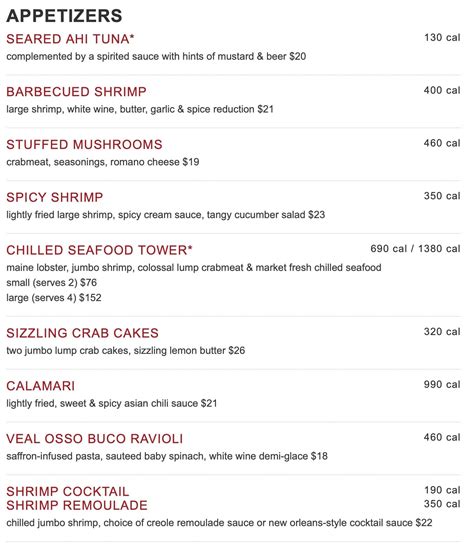 Ruth's Chris Steak House Honolulu, HI Menu (Updated: December 2022)