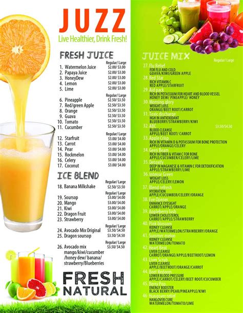 Sidewalk Juice Menu - NUKPIC.STORE