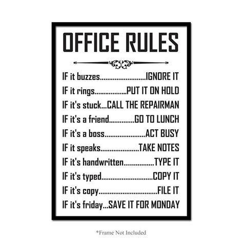 Office Rules Wall Art Poster Colleagues Motivational Funny | Etsy