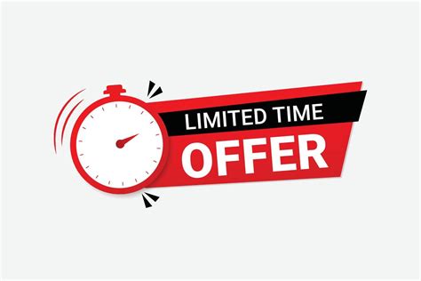 Limited time offer with banner label and clock icon vector illustration ...