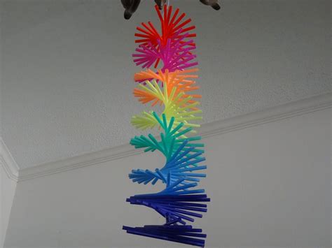 How to make driniking straw spiral hanging | Straw crafts, Drinking ...