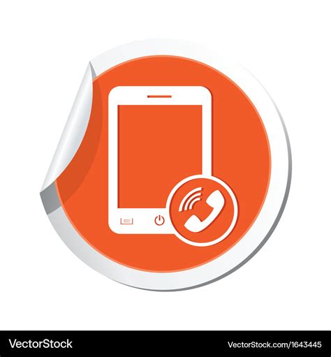 Phone call icon orange sticker Royalty Free Vector Image