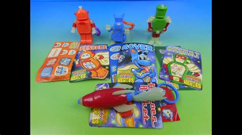 2014 GLOW HEROES SET OF 4 POPEYE'S KID'S MEAL TOY'S VIDEO REVIEW - YouTube