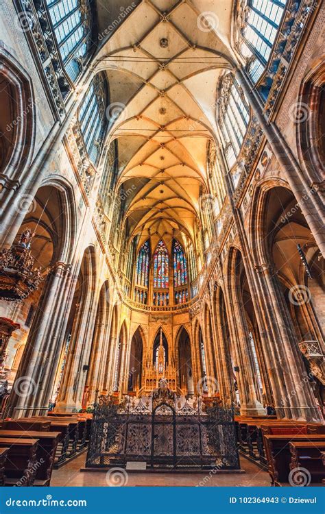 Interior of St. Vitus Cathedral at Prague Castle, Czech Republic ...