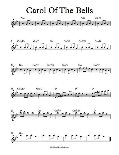 Free Lead Sheet – Carol of The Bells – Michael Kravchuk