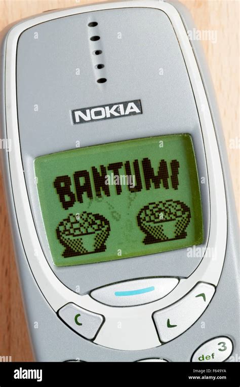 The title screen of the cult Bantumi game on a Nokia 3310 mobile Stock ...