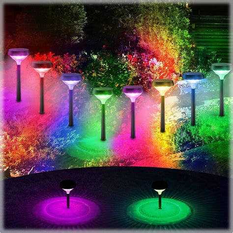 Linkind Color Changing Solar Pathway Lights, Bright LED Solar Path ...