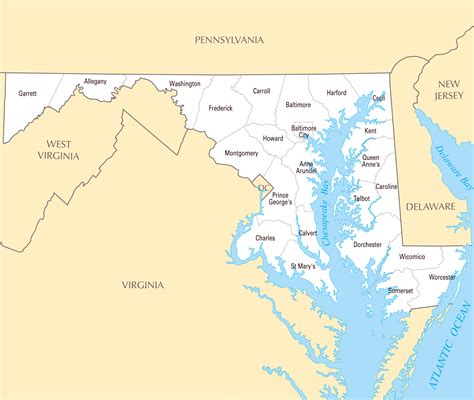 Large administrative map of Maryland state | Maryland state | USA ...