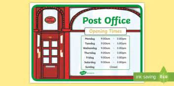 Post Office Role Play Opening Times Display Poster - Post Office Role Play