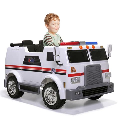 12V Kids Ride On Car Ambulance Truck Emergency Engine Toy Electric ...