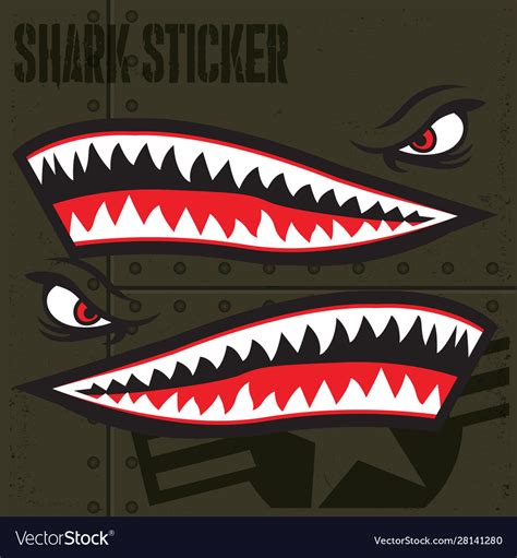 Flying tiger shark mouth sticker vinyl 5 Vector Image