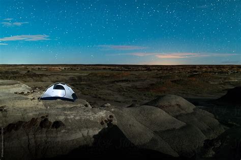 "Moonlit Landscape And Camping In Bisti Badlands Bisti/De-Na-Zin New ...