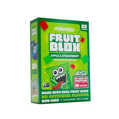 FruitBlox Unspeakable Apple Strawberry Fruit Snacks for Kids, Grab & Go ...