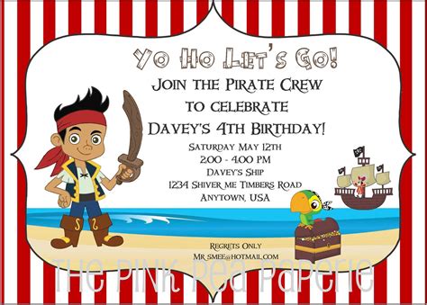 Get Jake and The Neverland Pirates Birthday Invitations | Pirate ...