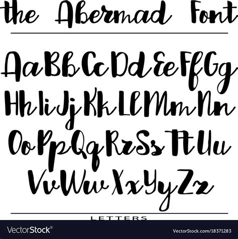 Hand drawn alphabet calligraphy letters Royalty Free Vector