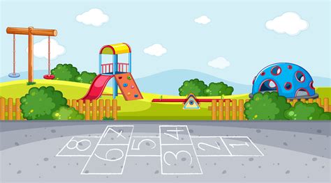 Hopscotch on playground background 7563488 Vector Art at Vecteezy