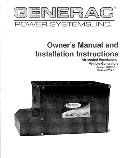 GENERAC POWER SYSTEMS 00862-2 INSTALLATION AND OWNER'S MANUAL Pdf ...