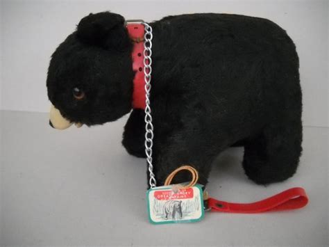 Vintage Smoky Mountain Plush Black Bear with Collar Leash and