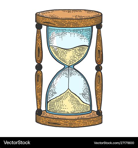 Sand watch glass sketch engraving Royalty Free Vector Image