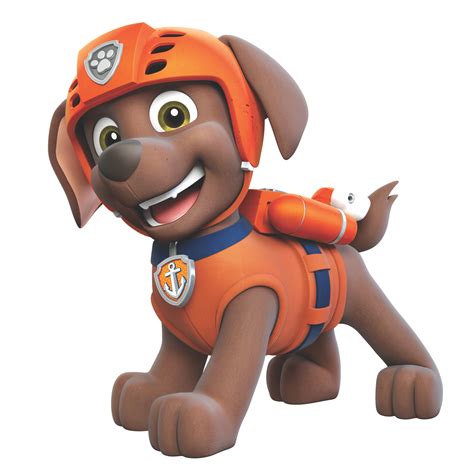 a cartoon dog with an orange helmet on