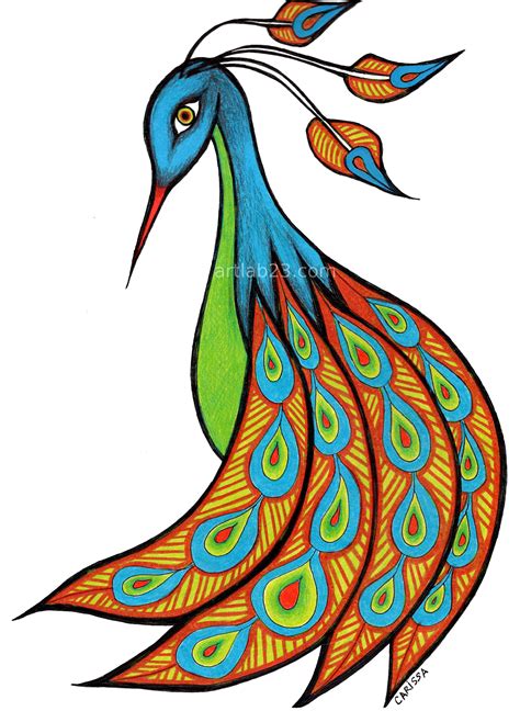 Simple Colorful Peacock Drawing at GetDrawings | Free download