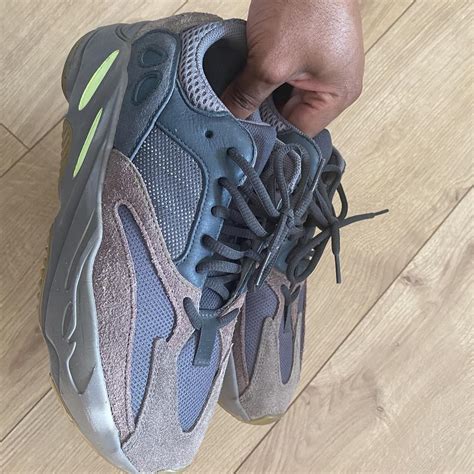 Yeezy Men's Brown and Green Trainers | Depop