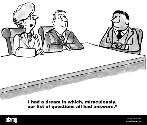 Cartoon of team meeting. Businesswoman says, I had a dream in which ...