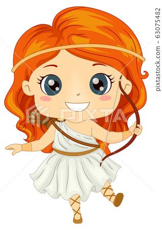 Kid Girl Greek Goddess Artemis Costume - Stock Illustration [63075482 ...