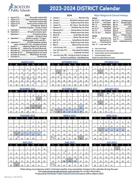 '23-24 Boston Public Schools Calendar — New Mission High School — New ...