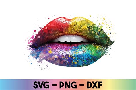 Rainbow Glitter Lips SVG, Rainbow Lips SVG, Colorful Lips Svg, Pride ...