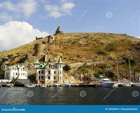 Genoese Fortress Cembalo and Balaklava Town, Crimea Stock Photo - Image ...