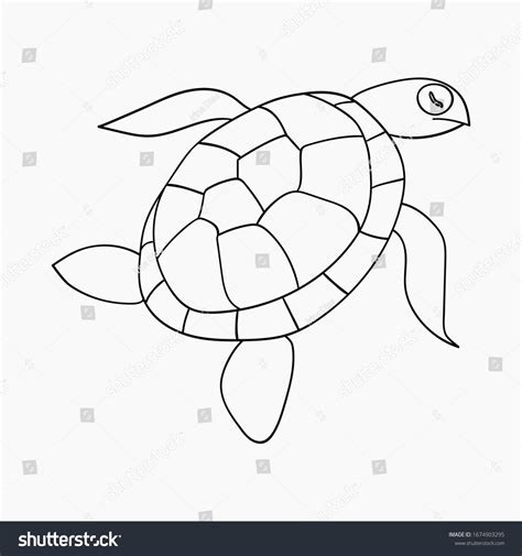 Sea Turtle Hand Drawn Doodle Outline Stock Vector (Royalty Free ...