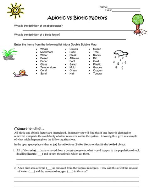 Abiotic And Biotic Factors Worksheet – Englishworksheet.my.id