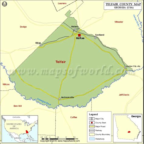 Telfair County Map, Map of Telfair County Georgia