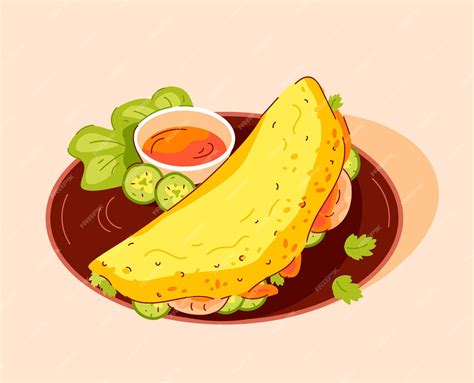 Premium Vector | Banh xeo, vietnamese pancakes. Crispy rice pancake ...