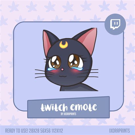 Cute Luna Crying Reaction Twitch Emote for Streaming Sad Cat | Etsy