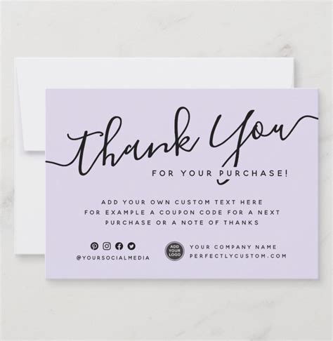 Purple custom logo business thank you note card | Zazzle | Business ...