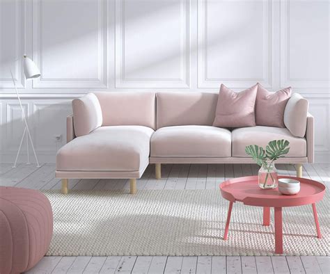 pastel pink sectional scandinavian sofa | Interior Design Ideas