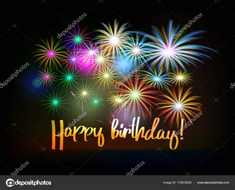 Happy birthday fireworks greeting card — Stock Vector © nastyaaroma2011 ...