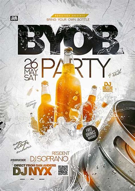 Byob party club flyer template – Artofit