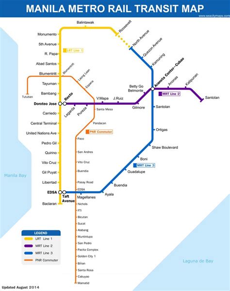 Manila metro map - Manila metro rail transit system map (Philippines)