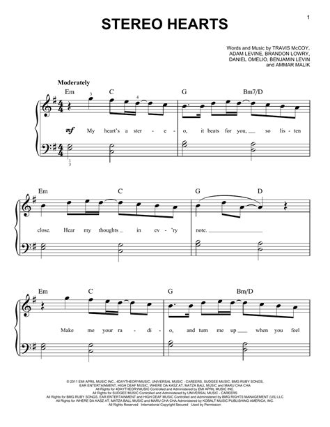 Gym Class Heroes "Stereo Hearts (feat. Adam Levine)" Sheet Music Notes ...