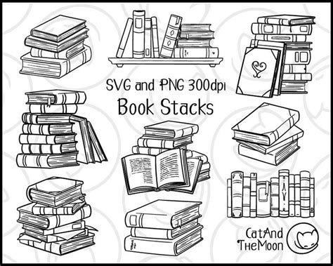 Book Stack Clipart, Book Svg, Book Clipart, Book Stack Svg, Book Pile ...