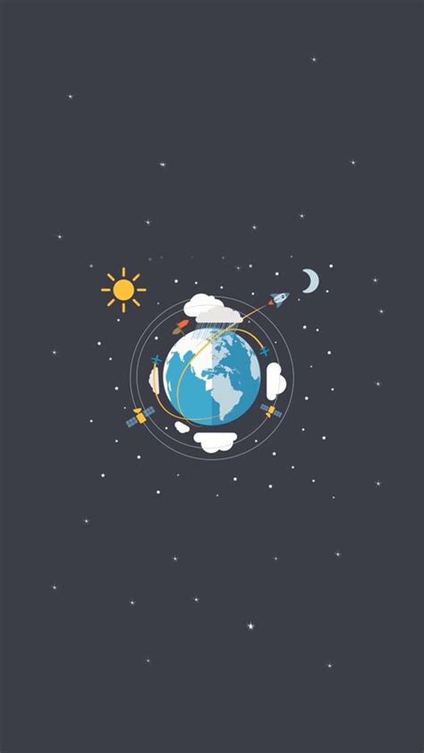 Earth Satellites Sun Moon Illustration iPhone 5 Wallpaper Tumblr ...