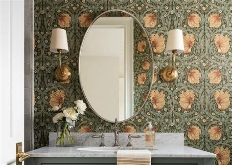 Before & After: Floral Wallpaper Bathroom Design - Decorilla Online ...